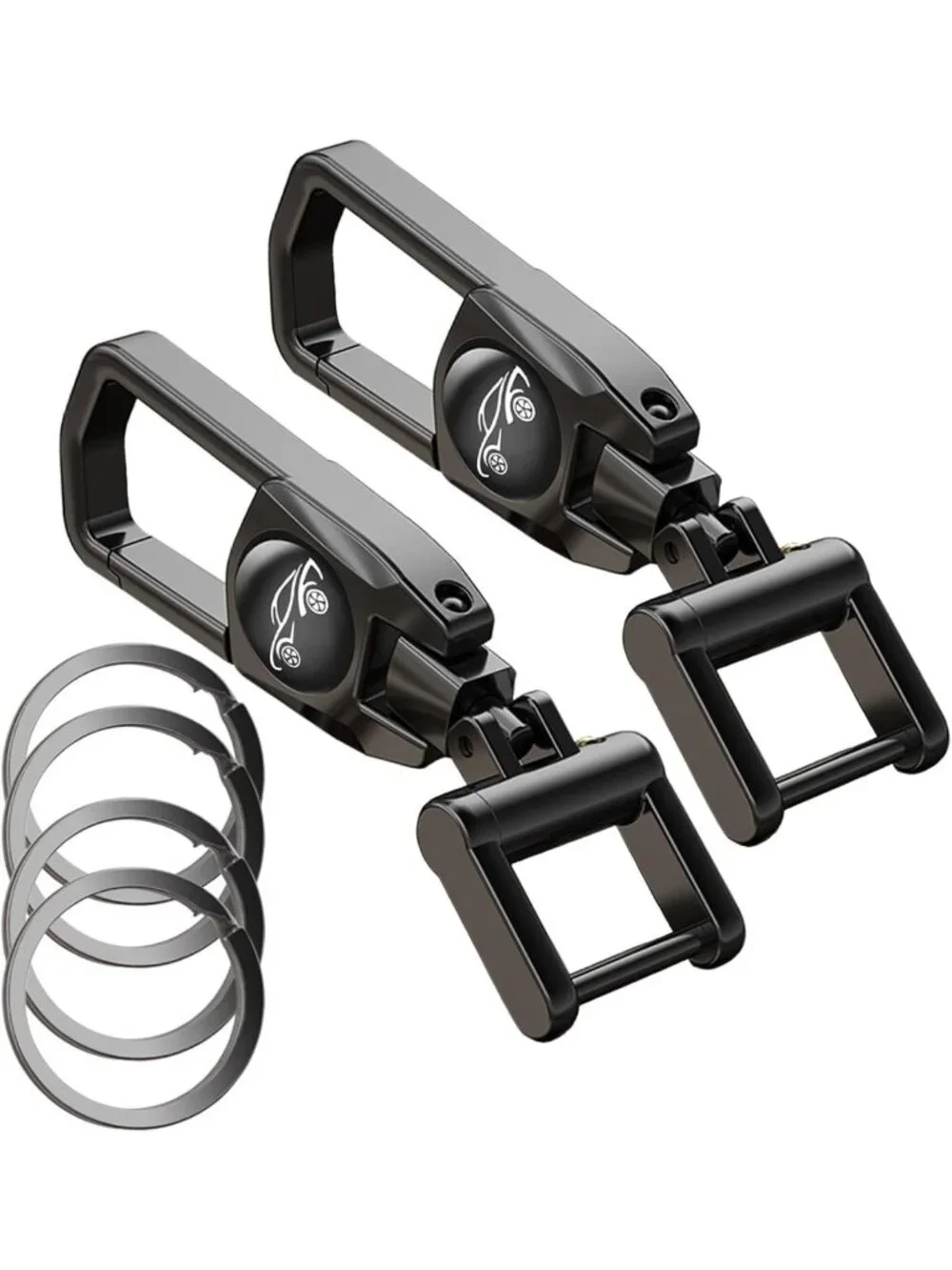 Heavy Duty Metal Keychain Set, 2 Detachable Rings & Clip - Key Holder for Men